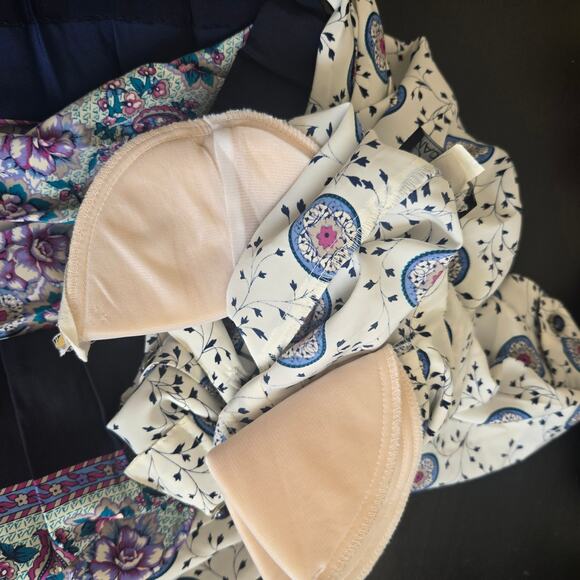 Vintage Breli 80s Secretary Shirt Dress Printed Pleated Midi Skirt Women 10 - Picture 10 of 13